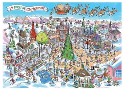 DoodleTown: 12 Dagen of Xmas Puzzel van 1000 Stukjes