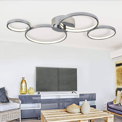 Searchlight Ringvormige LED plafondlamp Solexa in chroomoptiek