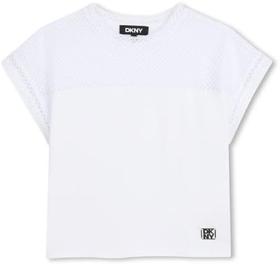 Dkny D62628 T-shirt Met Korte Mouwen Wit 6 Years Meisje