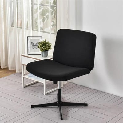 Housse de Chaise Sans Manches Housse de Chaise de Bureau à Pieds Croisés Couleur Unie Dossier Moyen Siège Large Housses de Chaise d'Ordinateur 1Pc Chair Cover