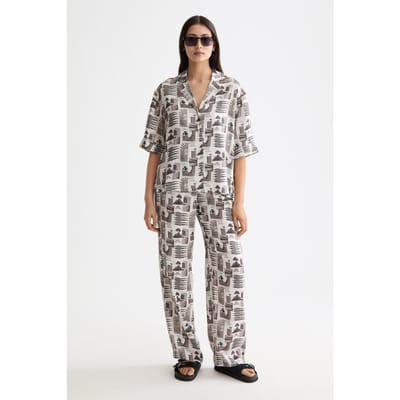 Scotch & Soda Gia - Mid Rise Wide Leg Elasticated Trousers Art Dept Collag Taglia: XS/32 | Pantaloni Outlet | Donna