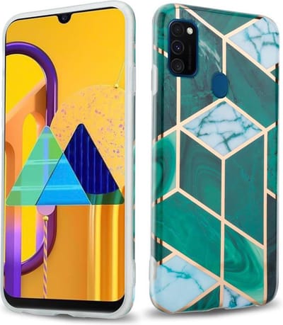 Cadorabo Hoesje geschikt voor Huawei P20 LITE 2018 / NOVA 3E in Donkergroen Wit Goud Marmer No. 6 - Beschermhoes gemaakt van TPU siliconen Case Cover met mozaïek motief