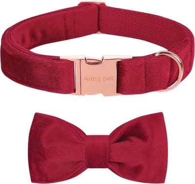 Fluwelen Hondenhalsband met Strik - Zachte en Comfortabele Halsbanden voor Kleine, Medium en Grote Honden