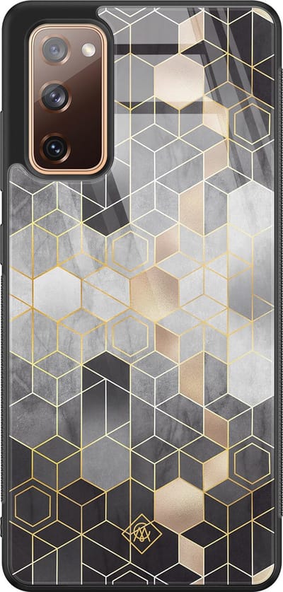 Casimoda® hoesje - Geschikt voor Samsung Galaxy S20 FE - Grey Cubes - Luxe Hard Case Zwart - Backcover telefoonhoesje - Grijs