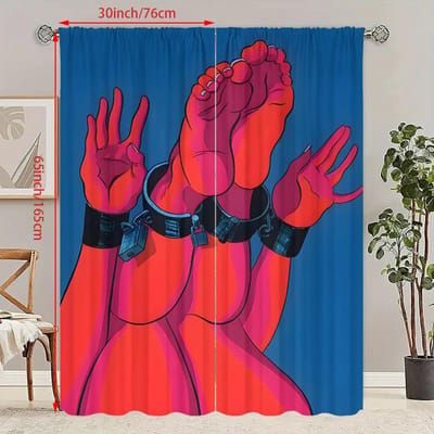 2 stuks - Valentijnsdag bedrukt Gordijn - Polyester - geschikt voor slaapkamer, woonkamer, studeerkamer, privéruimte (aanpasbaar) 30Wx65L(76x165CM)x2 red