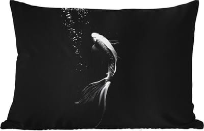 Buitenkussens - Tuin - Koi - Vis - Wit - Zwart - 50x30 cm
