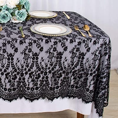 Rechthoekig Kanten Tafelkleed 60x120 cm - Vintage Geborduurd Tafelhoes voor Bruiloft en Feestdecoratie
