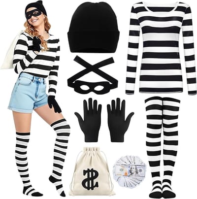 Dames rover kostuum voor carnaval, themafeesten en verkleedpartijen met accessoires