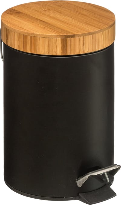 5Five - Prullenbak/pedaalemmer zwart metaal 3 liter - 17 x 25 cm - Voor badkamer en toilet