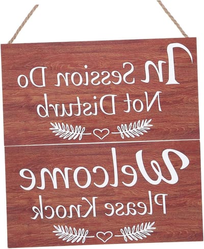 Deurhanger Houten Bord - Kantoorbord Vergadering - Rust Behoud - Omkeerbaar Ontwerp - 29x15cm - Niet Gespecificeerd