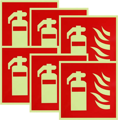 6x Zelfklevende Brandblusser Borden PVC - Oplichtende Waarschuwingsstickers voor Veiligheid