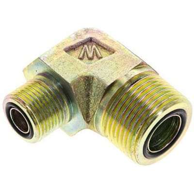 UN 1-3/16''-12 x UN 13/16''-16 Buitendraad Verzinkt Stalen L-Fitting 90graden ORFS 400 Bar - Hydrauliek - FL2E-M-EZ-103U-013U-O