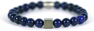 IbizaMen - heren armband - pyrite blok - Lapis Lazuli - 19cm
