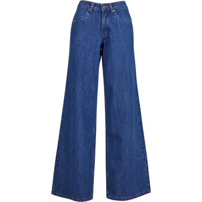 Urban Classics - Mid Waist Wide Denim Wijde broek - Taille, 28 inch - Blauw