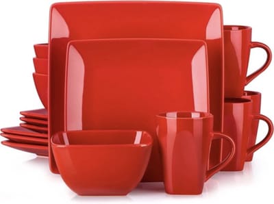Happyment Servieset - Keukenbenodigdheden - Servies - Rood - Keramisch