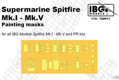 IBG Models Modelbouwpakket - 72M011 Verfmaskers voor Supermarine Spitfire Mk.I t/m Mk.V - Geschikt voor IBG Spitfire en PR-Pakketten Accessoires set - 1:72 - Modelbouw