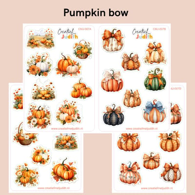 Bullet Journal Stickers - Planner Agenda Stickers - Pumpkin bow stickers - 4 stickervellen - Pompoen - Scrapbook stickers - Deco stickers - herfst stickers - volwassenen en kinderen