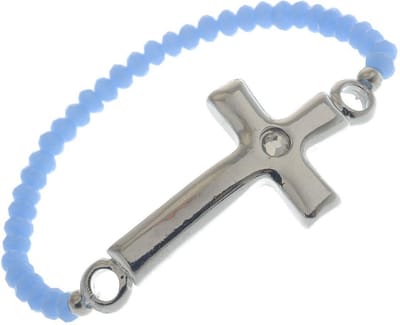 Behave - Rekarmband dames - Zilverkleur blauw kruis - Boho spiritueel
