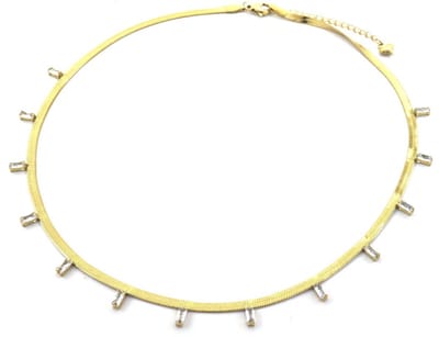 Ketting met Zirkonia - RVS - Lengte 40-44 cm - Goudkleurig