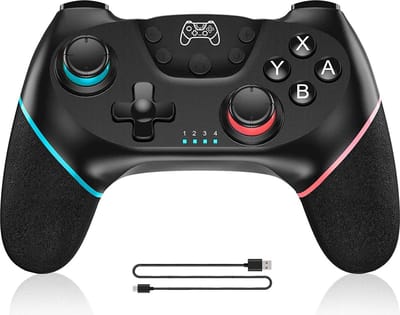 Draadloze Pro Controller voor Nintendo Switch Bluetooth gamepad joystick met dual shock, gyro motion control, turbo functie en oplaadbare batterij compatibel met Switch, Switch OLED en PC