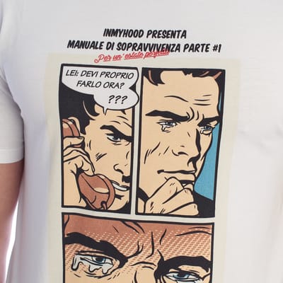 Heren T-shirt met korte mouwen van katoen met comicprint HS24MTS21-A