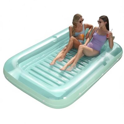 Opblaasbaar zonnebed, drijvend loungebed, luchtmatras voor volwassenen, voor zwembad, 212 x 142 cm (groen)