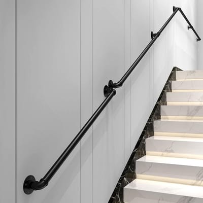 Trapleuning metaal - Steun voor trap - Veilig traplopen - Corrosiebestendig oppervlak - 540 cm lengte - Zwart