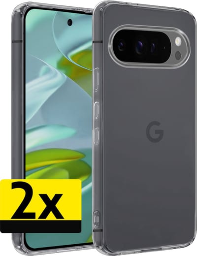 Hoesje - 2 Stuks - Geschikt voor Google Pixel 9 Pro - Sterk & Shockproof - Case Siliconen - Back Cover - Telefoon Hoes - Telefoonhoesjes - Transparant