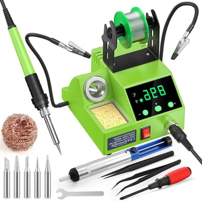 Soldeerstation Kit - Digitale Soldeerbout - Elektronica Reparatie - Automatische Slaapmodus - 100 Watt - Groen