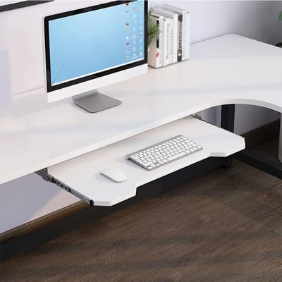 Bureauverlenging - Toetsenbordlade - Ergonomisch werken - In hoogte verstelbaar - 70 cm - Wit