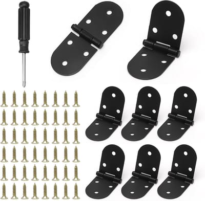 Set van 8 Zwarte 180° Scharnieren voor Vouwtafels, Kasten en Meubels - Ronde RVS Scharnieren, Schroefbevestiging, Compact en Duurzaam