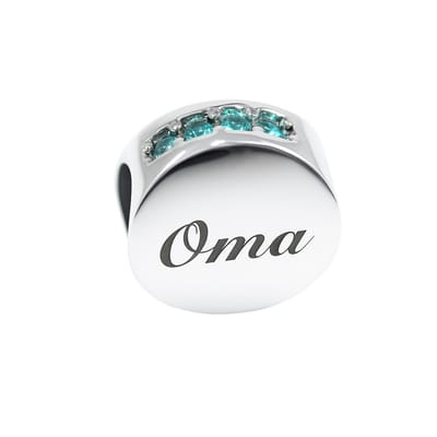 Oma bead blauwe zirkonia | Oma bedel | bedels voor armband | Zilverana | geschikt voor alle bekende merken | 925 zilver | moederdag