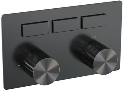 Brauer Gunmetal Carving - 3 Weg - Inbouwthermostaat - Drukknoppen - In/afbouwdelen - Gunmetal Geborsteld PVD