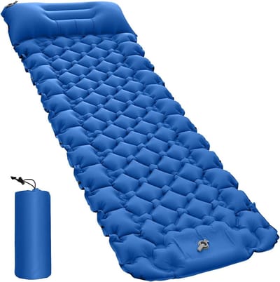 Camping Matras - Luchtbed Outdoor - Comfortabel Slapen - Voetpomp Ingebouwd - 196 x 68 cm - Blauw