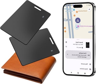 Dunne Wallet Tracker Kaart voor Android, Waterdicht en Draadloos Opladen, Geschikt voor Google Zoekfunctie, Perfect voor Bagage en Portemonnee Tracking