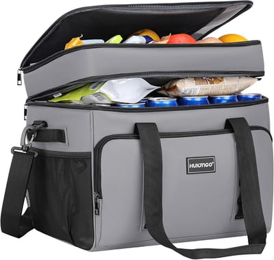 SnelShoppen - Geïsoleerde Koeltas 42L Waterdichte Picknicktas voor Camping, Reizen, Boodschappen en Vissen - Dubbele Thermische Tas voor 60 Dranken