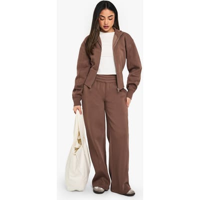 boohoo Dames Jogger met rechte pijp en naaddetails | Mocha | Maat: Medium