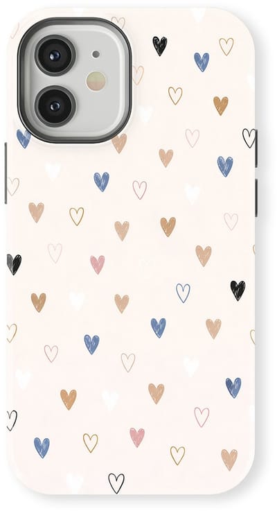 Tough Hoesje met Hartjes geschikt voor iPhone 12 | Little Love Tough Case Geschikt voor Mag | Hartjes Print Backcover geschikt voor iPhone 12 Heart Harmony