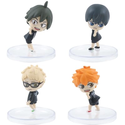 4 Stuks/1 Set Haikyuu Figuur Tobio Kageyama Model Q versie Hinata Shoyo Speelgoed Kei Tsukishima Cadeau Verzameling Tadashi Yamaguchi PVC beige
