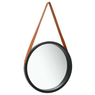 vidaXL - Wandspiegel - met - band - 50 - cm - zwart