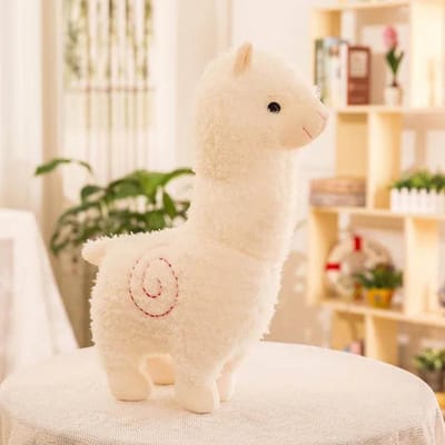 80cm Mignon Jouet en Peluche Alpaga Alpaga Japonais Doux Rempli Mouton Mignon Llama Animaux Poupées Oreiller de Sommeil Décoration de Lit à Domicile Cadeau 46cm blanc
