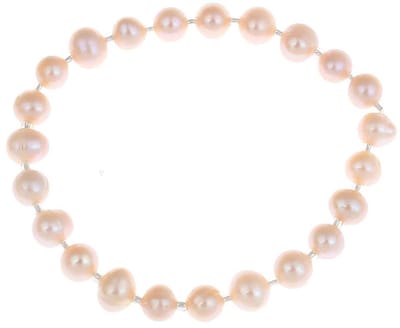 Zoetwater parel armband Seed Bead Pearl Peach - echte parels - oranje - zalm - elastisch - luxe sieraden zakje - parel armband dames - elastisch parel armband - zoetwaterparel