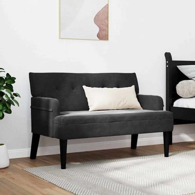 vidaXL - Chesterfield - Bank - Zwart - 112 - x - 65,5 - x - 75 - cm - Fluweel