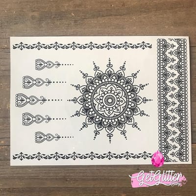 GetGlitterBaby® - Tijdelijke Tattoos / Tijdelijke Henna Festival Plak Tattoes / Nep Tatoeage voor Volwassenen / Fake Temporary Tattoo Sticker - Sun