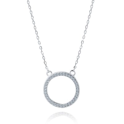 Zilver Ronde Ketting - Zilveren Ronde Ketting met Zirkonia- Classic Silver Circle Necklace - Amona Jewelry