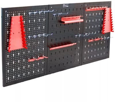 Gereedschapsbord 3 delig incl. wandbevestiging - zwart/rood