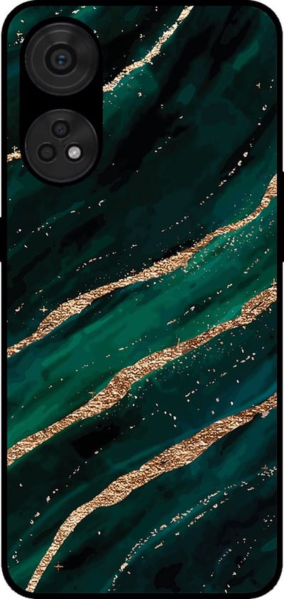 Smartphonica Telefoonhoesje Geschikt voor Oppo Reno8T 4G met marmer opdruk - TPU backcover case marble design - Groen Goud geschikt voor Oppo Reno8T 4G