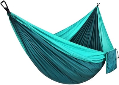 Draagbare Dubbele Hangmat - Kampeer Bed - Outdoor Ontspanning - Lichtgewicht Parachute Stof - 270x140 cm - Groen