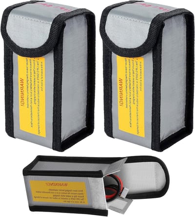 Allecto Plus - Brandveilige Opbergzakken voor Batterijen - 2 Stuks - Explosiebestendige Batterij Opbergzakken 64 x 50 x 125 mm