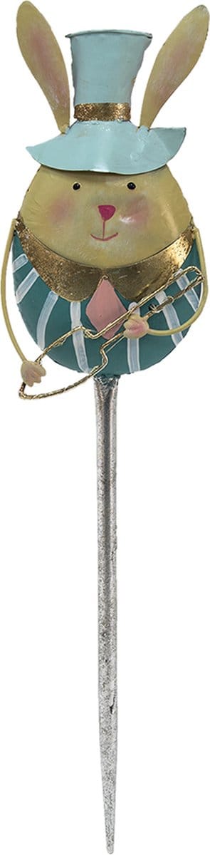 Clayre & Eef Tuinsteker Konijn 18x74 cm Blauw Metaal